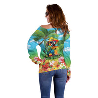 Always 5 O'clock Off Shoulder Sweater Hawaiian Tropical Parrot LT9 - Polynesian Pride
