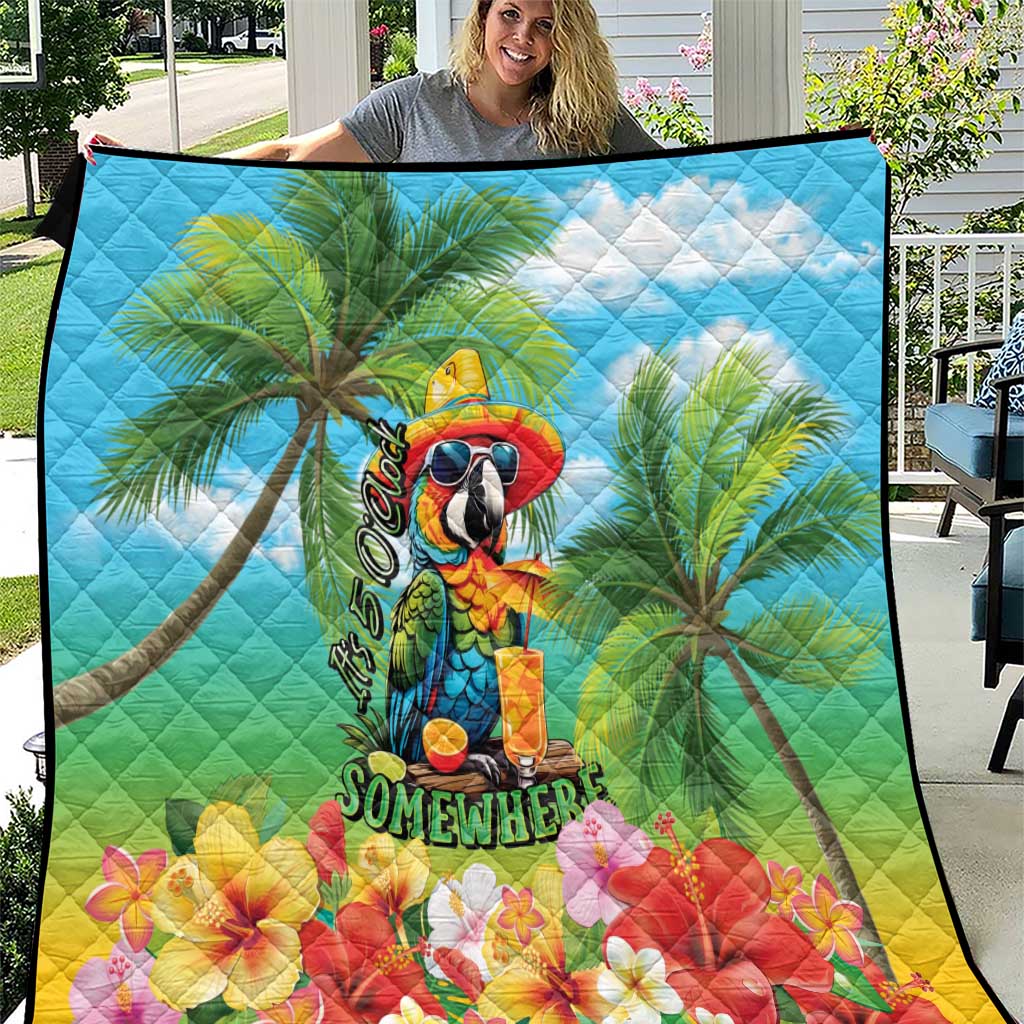 Always 5 O'clock Quilt Hawaiian Tropical Parrot LT9 Blue - Polynesian Pride