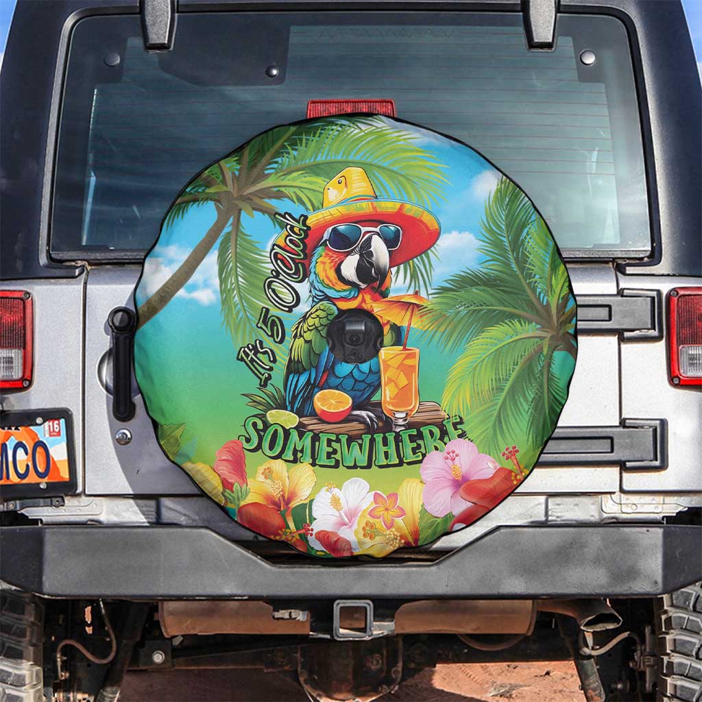 Always 5 O'clock Spare Tire Cover Hawaiian Tropical Parrot LT9 Blue - Polynesian Pride