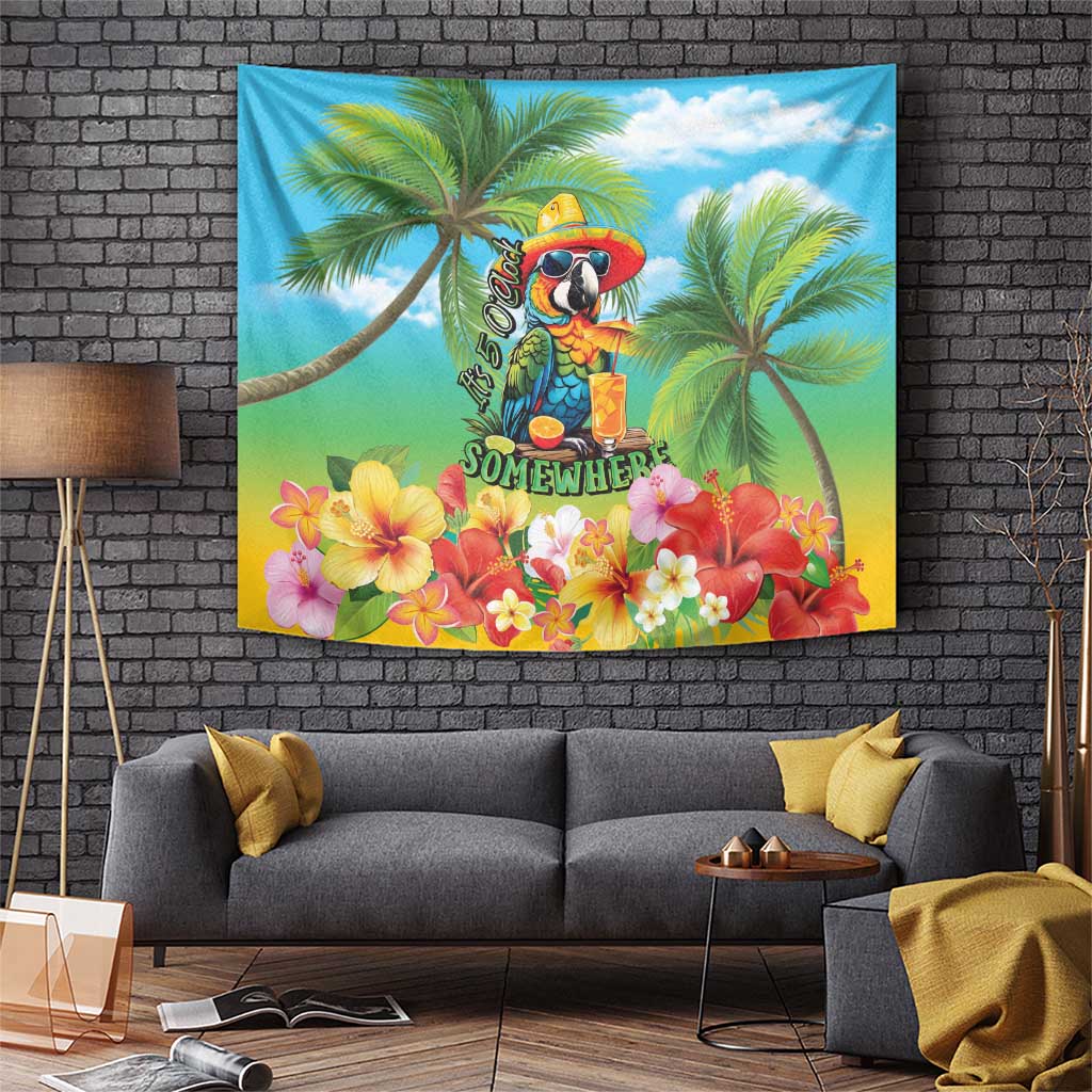 Always 5 O'clock Tapestry Hawaiian Tropical Parrot LT9 Blue - Polynesian Pride