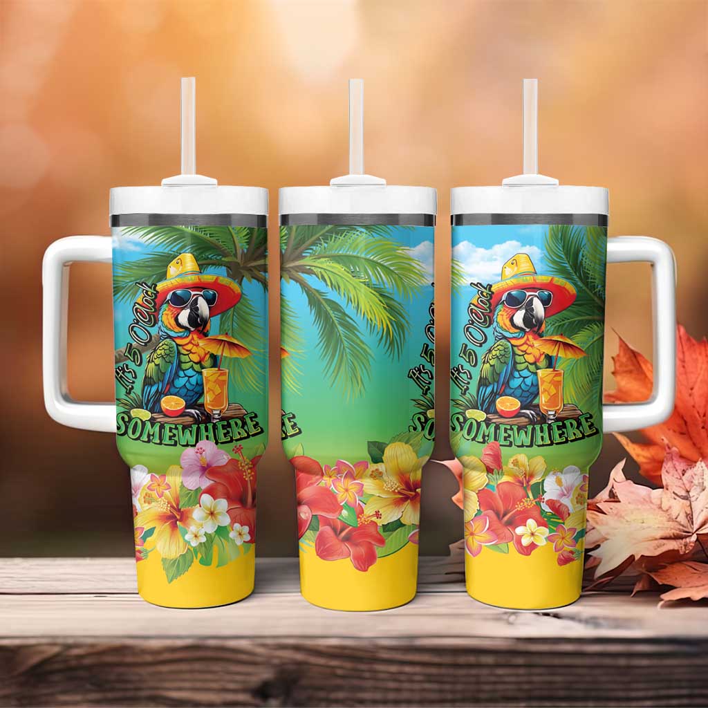 Always 5 O'clock Tumbler With Handle Hawaiian Tropical Parrot LT9 - Polynesian Pride
