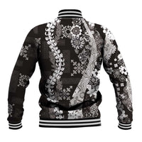 Hawaii Puakenikeni and Maile Lei Baseball Jacket Black Japanese Wave Style LT9 - Polynesian Pride