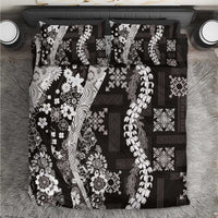 Hawaii Puakenikeni and Maile Lei Bedding Set Black Japanese Wave Style LT9 Black - Polynesian Pride