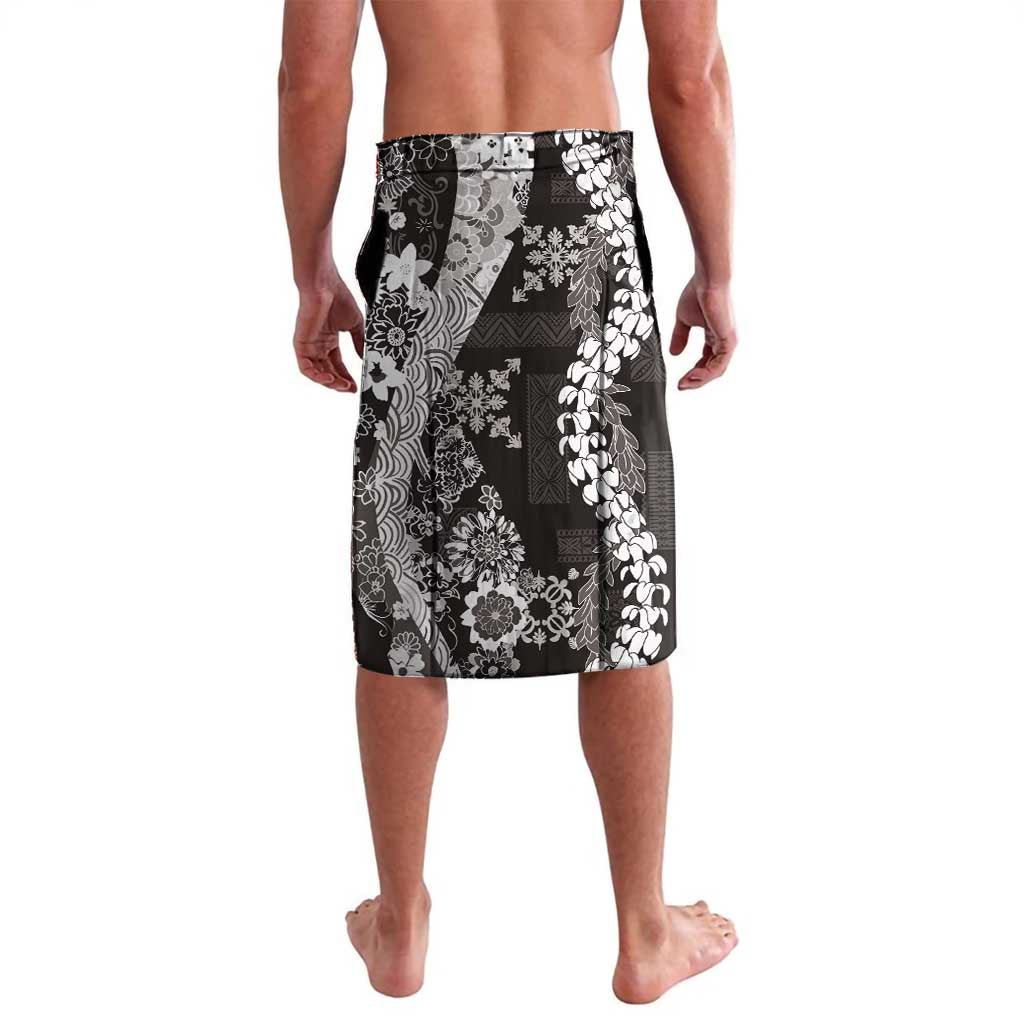 Hawaii Puakenikeni and Maile Lei Lavalava Black Japanese Wave Style LT9 - Polynesian Pride
