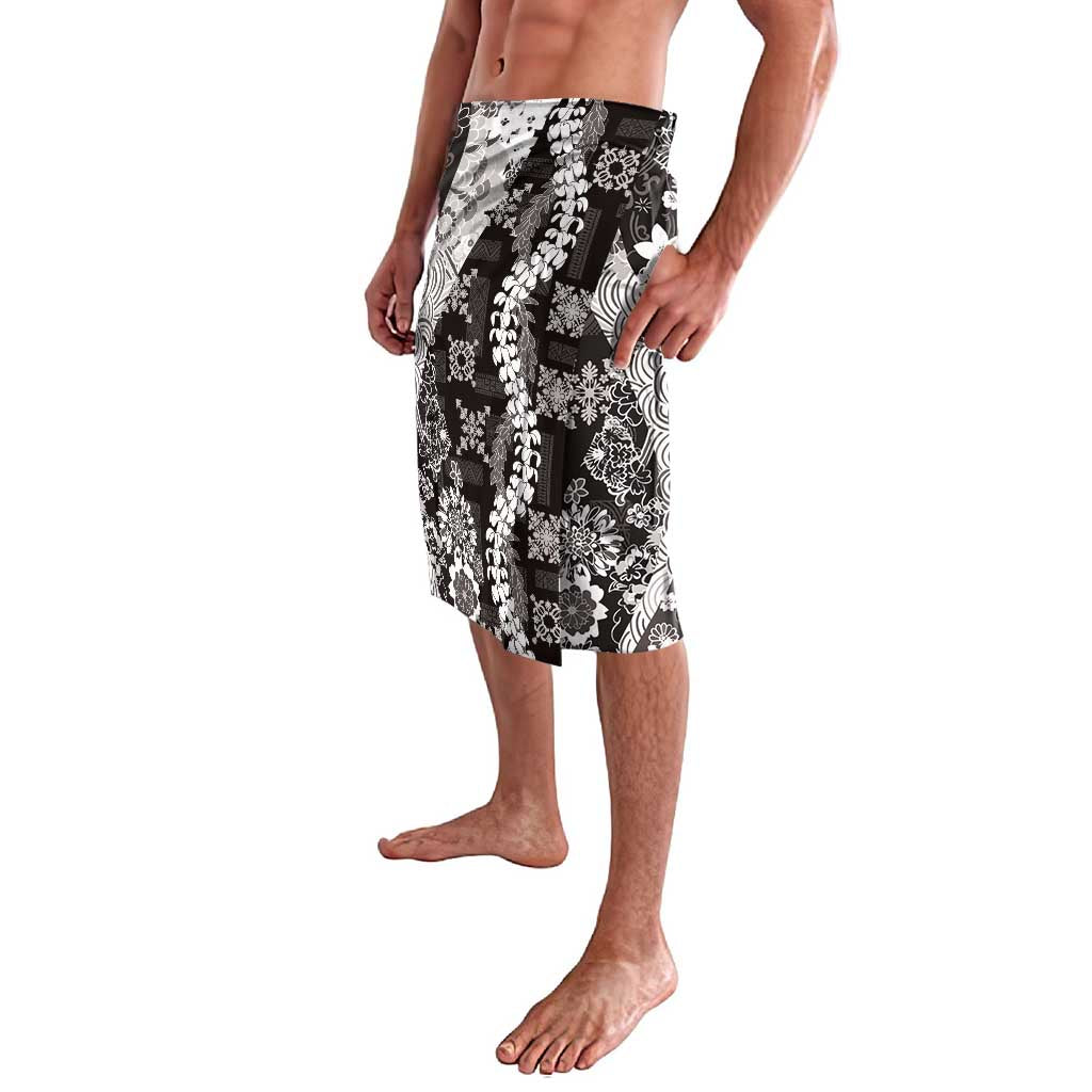 Hawaii Puakenikeni and Maile Lei Lavalava Black Japanese Wave Style LT9 - Polynesian Pride