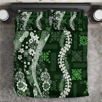 Hawaii Puakenikeni and Maile Lei Bedding Set Green Japanese Wave Style LT9 Green - Polynesian Pride