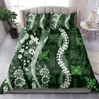Hawaii Puakenikeni and Maile Lei Bedding Set Green Japanese Wave Style LT9 - Polynesian Pride