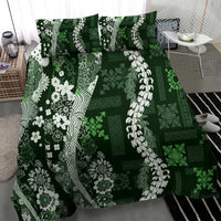 Hawaii Puakenikeni and Maile Lei Bedding Set Green Japanese Wave Style LT9 - Polynesian Pride