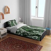 Hawaii Puakenikeni and Maile Lei Bedding Set Green Japanese Wave Style LT9 - Polynesian Pride