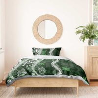 Hawaii Puakenikeni and Maile Lei Bedding Set Green Japanese Wave Style LT9 - Polynesian Pride