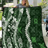 Hawaii Puakenikeni and Maile Lei Quilt Green Japanese Wave Style LT9 Green - Polynesian Pride