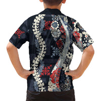 Hawaii Puakenikeni and Maile Lei Hawaiian Shirt Navy Blue Japanese Wave Style LT9 - Polynesian Pride