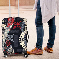 Hawaii Puakenikeni and Maile Lei Luggage Cover Navy Blue Japanese Wave Style LT9 Navy Blue - Polynesian Pride