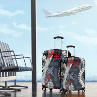 Hawaii Puakenikeni and Maile Lei Luggage Cover Navy Blue Japanese Wave Style LT9 - Polynesian Pride