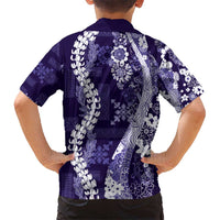 Hawaii Puakenikeni and Maile Lei Kid Hawaiian Shirt Purple Japanese Wave Style LT9 - Polynesian Pride