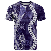 Hawaii Puakenikeni and Maile Lei T Shirt Purple Japanese Wave Style LT9 Purple - Polynesian Pride
