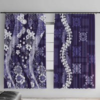 Hawaii Puakenikeni and Maile Lei Window Curtain Purple Japanese Wave Style LT9 With Hooks Purple - Polynesian Pride