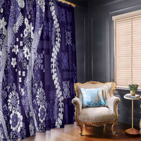 Hawaii Puakenikeni and Maile Lei Window Curtain Purple Japanese Wave Style LT9 - Polynesian Pride