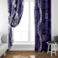 Hawaii Puakenikeni and Maile Lei Window Curtain Purple Japanese Wave Style LT9 - Polynesian Pride