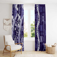 Hawaii Puakenikeni and Maile Lei Window Curtain Purple Japanese Wave Style LT9 - Polynesian Pride