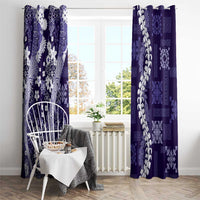 Hawaii Puakenikeni and Maile Lei Window Curtain Purple Japanese Wave Style LT9 - Polynesian Pride