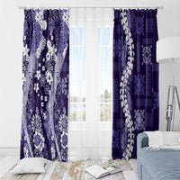 Hawaii Puakenikeni and Maile Lei Window Curtain Purple Japanese Wave Style LT9 - Polynesian Pride