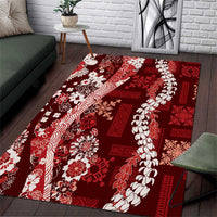 Hawaii Puakenikeni and Maile Lei Area Rug Red Japanese Wave Style LT9 Red - Polynesian Pride