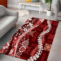 Hawaii Puakenikeni and Maile Lei Area Rug Red Japanese Wave Style LT9 - Polynesian Pride