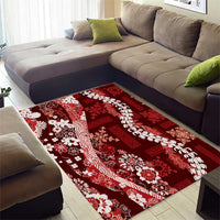 Hawaii Puakenikeni and Maile Lei Area Rug Red Japanese Wave Style LT9 - Polynesian Pride