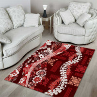 Hawaii Puakenikeni and Maile Lei Area Rug Red Japanese Wave Style LT9 - Polynesian Pride