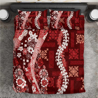 Hawaii Puakenikeni and Maile Lei Bedding Set Red Japanese Wave Style LT9 Red - Polynesian Pride