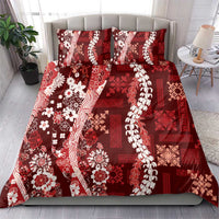 Hawaii Puakenikeni and Maile Lei Bedding Set Red Japanese Wave Style LT9 - Polynesian Pride