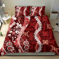 Hawaii Puakenikeni and Maile Lei Bedding Set Red Japanese Wave Style LT9 - Polynesian Pride