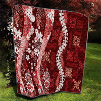 Hawaii Puakenikeni and Maile Lei Quilt Red Japanese Wave Style LT9 - Polynesian Pride