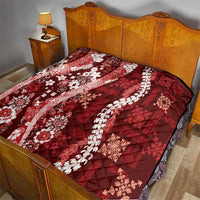 Hawaii Puakenikeni and Maile Lei Quilt Red Japanese Wave Style LT9 - Polynesian Pride