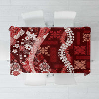 Hawaii Puakenikeni and Maile Lei Tablecloth Red Japanese Wave Style LT9 Red - Polynesian Pride