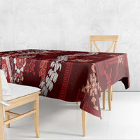 Hawaii Puakenikeni and Maile Lei Tablecloth Red Japanese Wave Style LT9 - Polynesian Pride