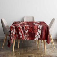 Hawaii Puakenikeni and Maile Lei Tablecloth Red Japanese Wave Style LT9 - Polynesian Pride