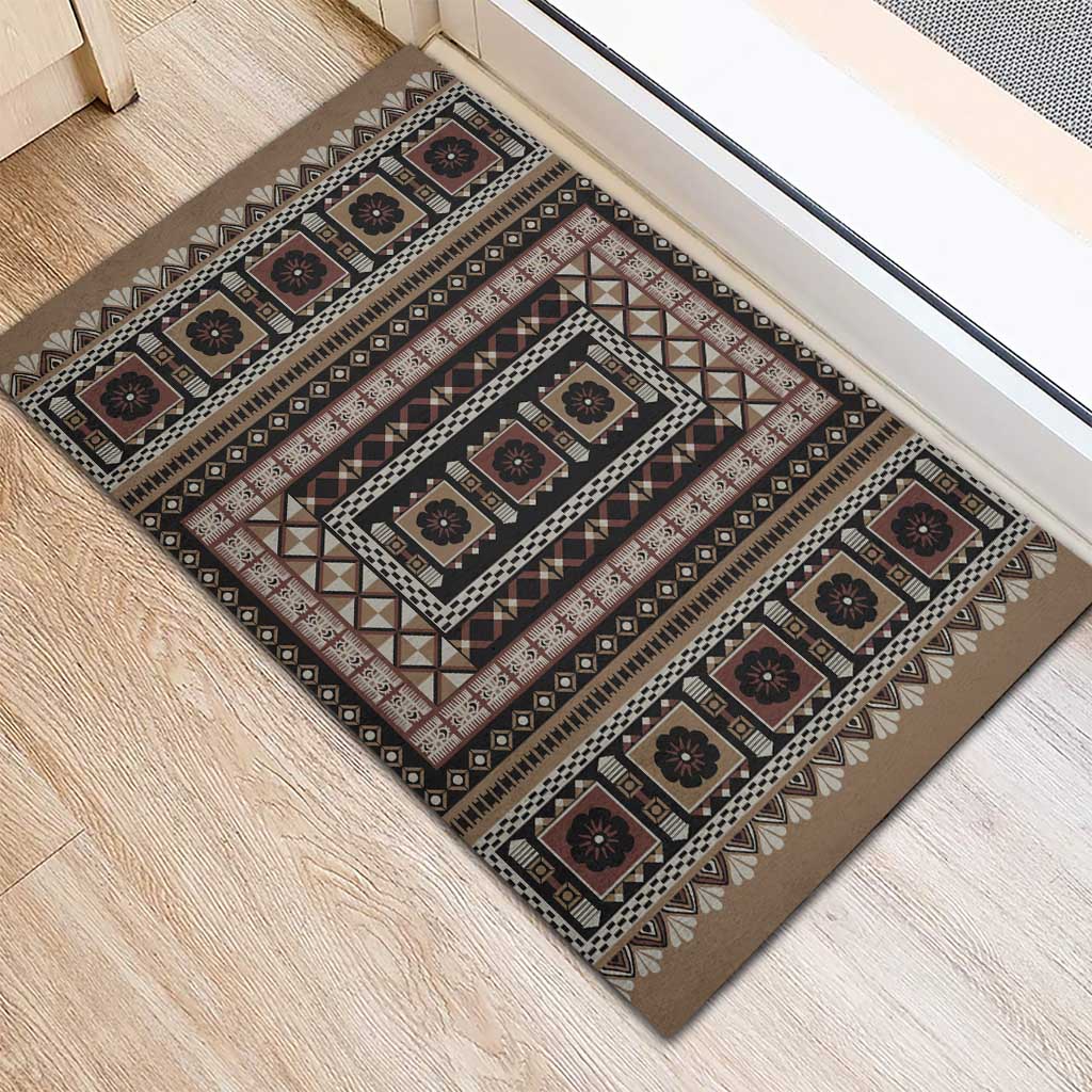 Bula Fiji Rubber Doormat Vintage Fijian Tribal Tapa Pattern LT9 - Polynesian Pride