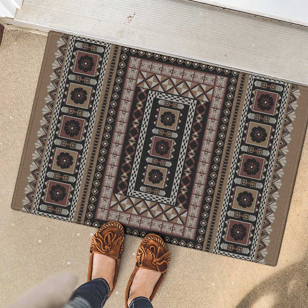 Bula Fiji Rubber Doormat Vintage Fijian Tribal Tapa Pattern LT9 - Polynesian Pride