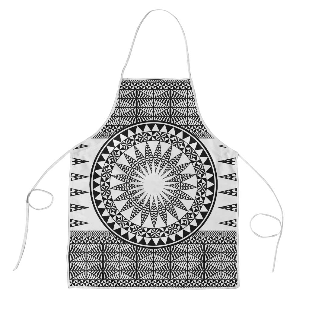 All White Tonga Malo e lelei Apron Vintage Ngatu Tribal Pattern LT9 White - Polynesian Pride