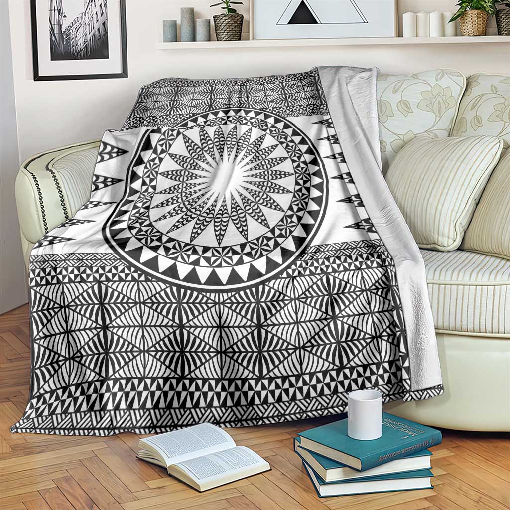 All White Tonga Malo e lelei Blanket Vintage Ngatu Tribal Pattern LT9 White - Polynesian Pride