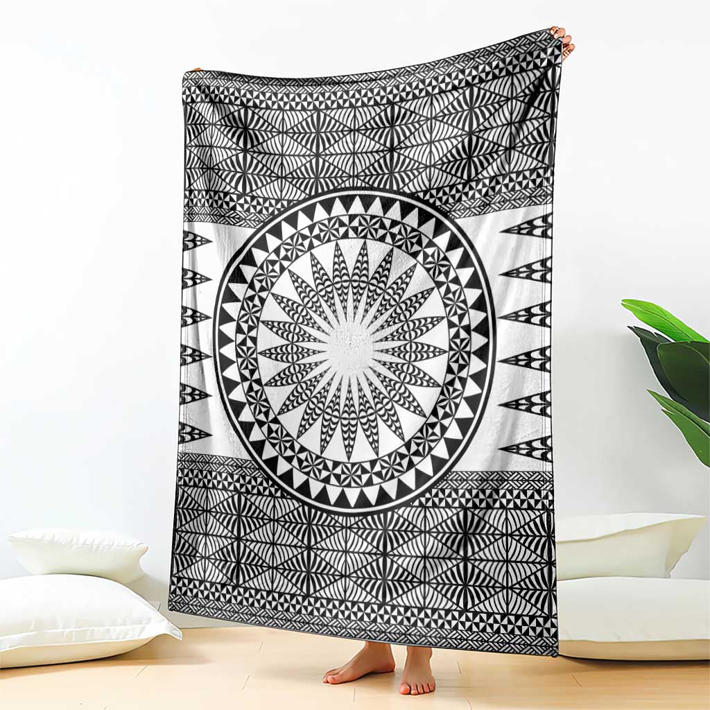 All White Tonga Malo e lelei Blanket Vintage Ngatu Tribal Pattern LT9 - Polynesian Pride