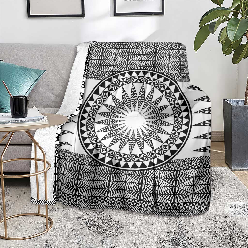All White Tonga Malo e lelei Blanket Vintage Ngatu Tribal Pattern LT9 - Polynesian Pride