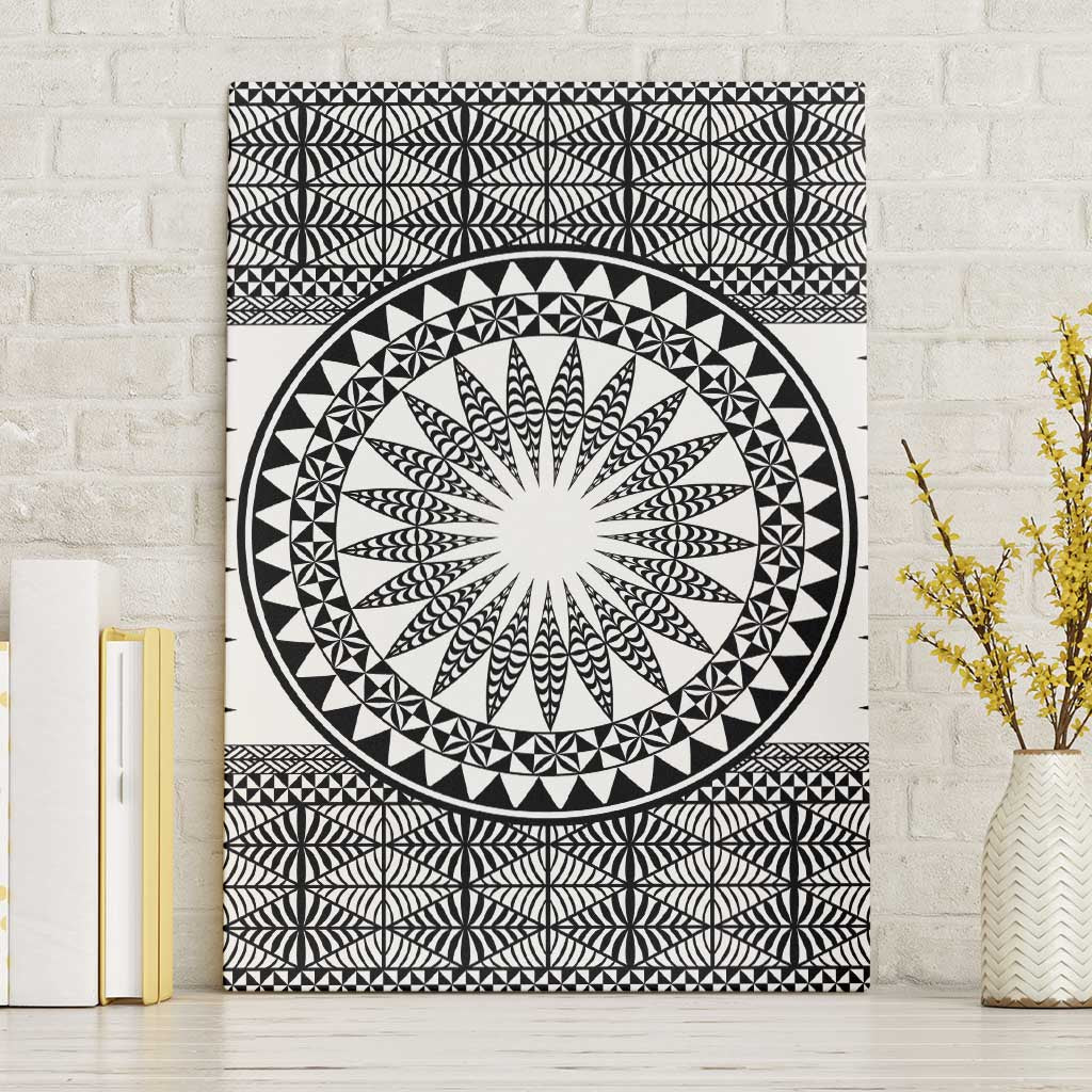 All White Tonga Malo e lelei Canvas Wall Art Vintage Ngatu Tribal Pattern LT9 Without Frame White - Polynesian Pride