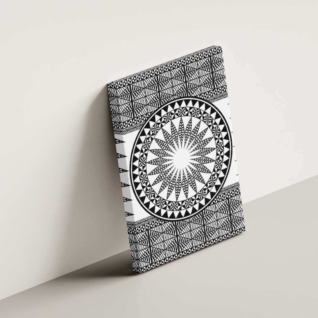 All White Tonga Malo e lelei Canvas Wall Art Vintage Ngatu Tribal Pattern LT9 - Polynesian Pride