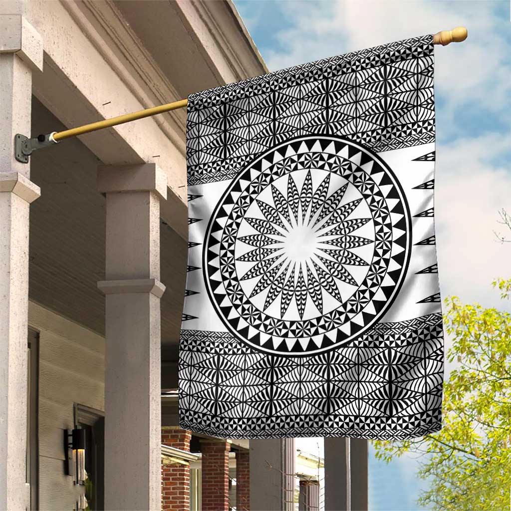 All White Tonga Malo e lelei Garden Flag Vintage Ngatu Tribal Pattern LT9 House Flag White - Polynesian Pride