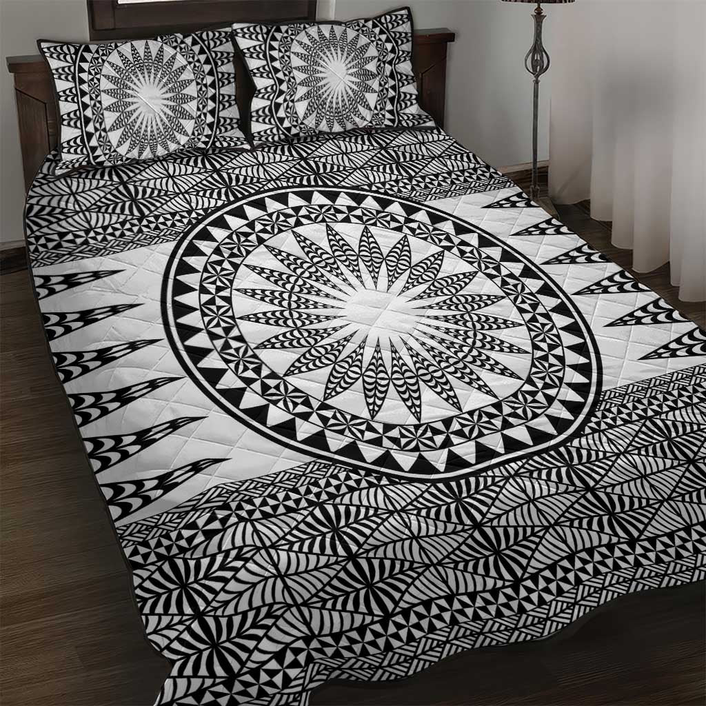 All White Tonga Malo e lelei Quilt Bed Set Vintage Ngatu Tribal Pattern LT9 White - Polynesian Pride