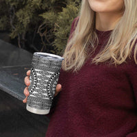 All White Tonga Malo e lelei Tumbler Cup Vintage Ngatu Tribal Pattern LT9 - Polynesian Pride