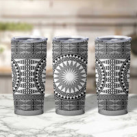 All White Tonga Malo e lelei Tumbler Cup Vintage Ngatu Tribal Pattern LT9 - Polynesian Pride